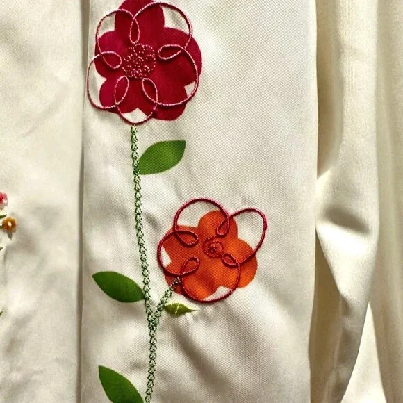 Alfred Dunner 90s Y2K Floral Pink White Zip Up Jacket Size 12 Cottagecore, - Picture 6 of 10